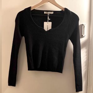 DREAMER JEANS ribbed long sleeve sweetheart neckline top